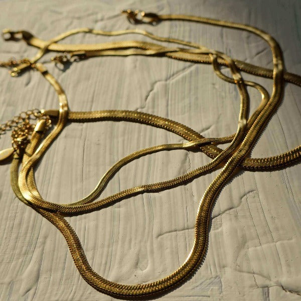 Drew B. - Waterproof Snake Necklace - Herringbone Chain Necklace