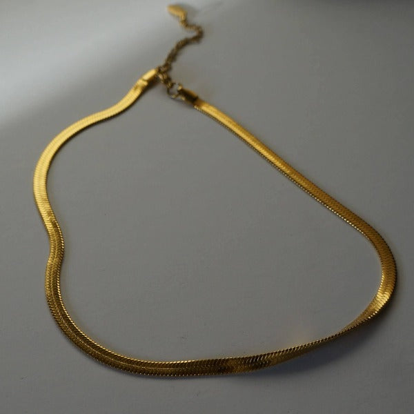 Drew B. - Waterproof Snake Necklace - Herringbone Chain Necklace