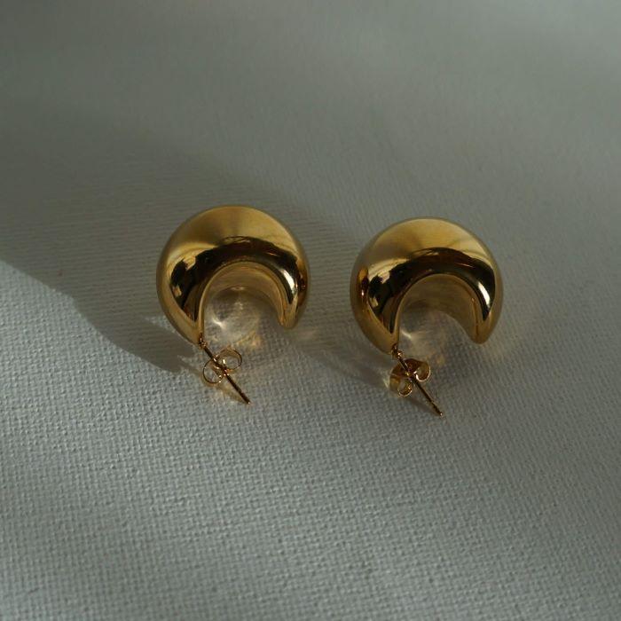 Dua - Dome Earrings - Waterproof Earrings Canada - Gold Steel Hoops