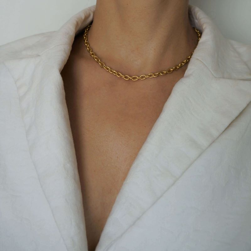 Madison - Textured Chain Necklace - Statement Necklace - Minimal Necklace