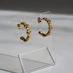 Load image into Gallery viewer, Vintage Rose Hoops - Waterproof Hoop Earrings - Gold Steel Earrings
