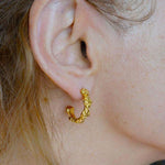 Load image into Gallery viewer, Vintage Rose Hoops - Waterproof Hoop Earrings - Gold Steel Earrings
