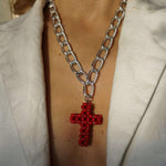 Load image into Gallery viewer, Roxanne - Statement Necklace - Chunky Cross Necklace - Vintage Necklace
