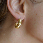 Load image into Gallery viewer, Sam Studs - Waterproof Stud Earrings - Trendy Huggies - 18K Gold Studs
