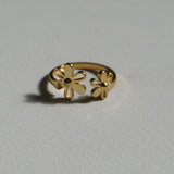 Spring Bloom Ring - 18K Gold Steel Ring - Open Cuff Ring - Waterproof Ring