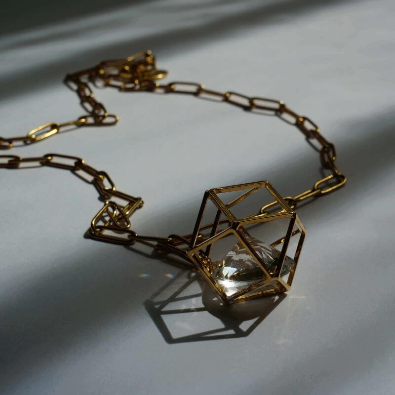 Tesoro - Chunky Chain Necklace - Big CZ Charm Necklace