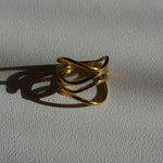 Load image into Gallery viewer, Wave Ring - Waterproof Ring - Gold Steel Ring - Unisex Ring
