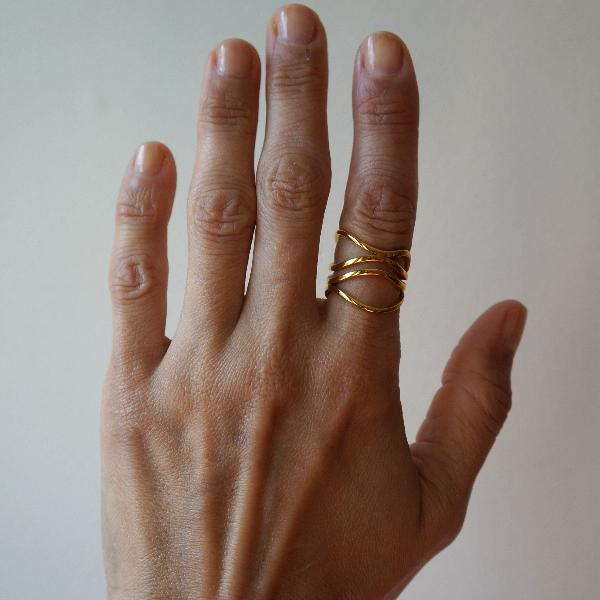 Wave Ring - Waterproof Ring - Gold Steel Ring - Unisex Ring