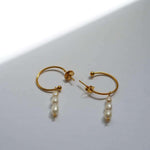 Load image into Gallery viewer, Athena - Pearl Drop Earrings - Hypoallergenic Hoops
