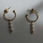 Load image into Gallery viewer, Athena - Pearl Drop Earrings - Hypoallergenic Hoops
