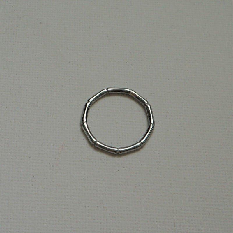 Bamboo Ring - Silver Ring for Women - Stacking Waterproof Ring 