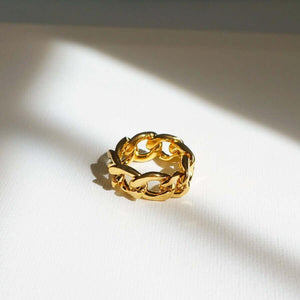 Curb Chain Ring - 18K Gold Chain Rings - Waterproof Rings Canada