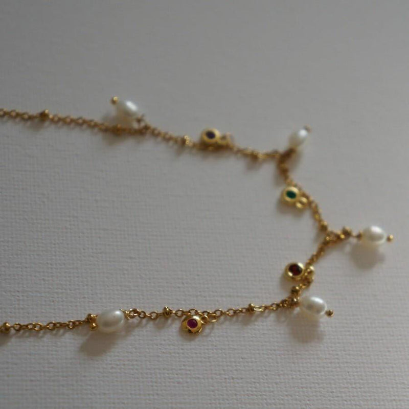 Candy Necklace - Gold Necklace with Pearls - Pearl Chain Necklace