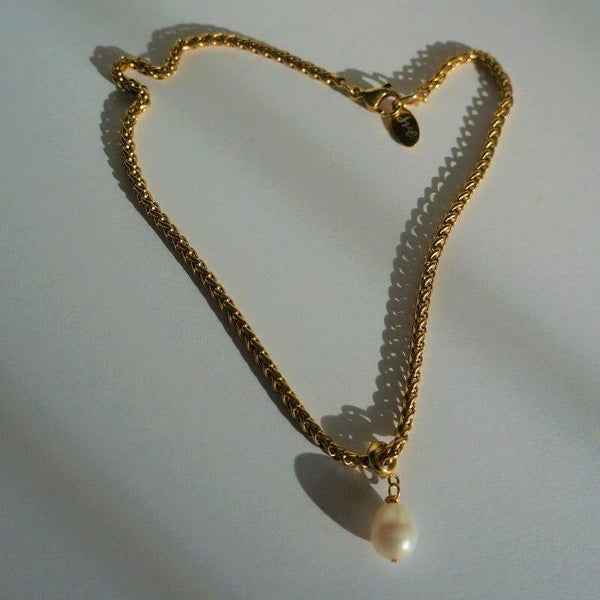 Carter Choker with Pearl - Single Pearl Necklace - Pearl Pendant Necklace
