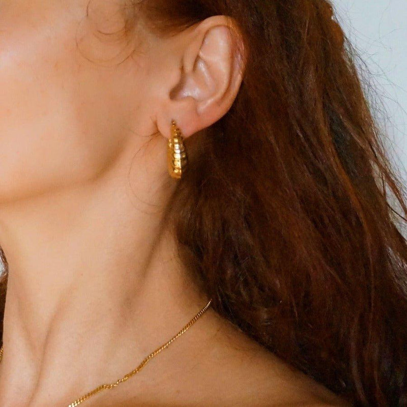 Croissant Huggies - Gold Hoop Earrings - Waterproof Earrings Canada