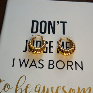 Croissant Huggies - Gold Hoop Earrings - Waterproof Earrings Canada