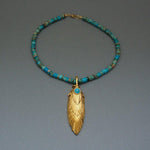 Load image into Gallery viewer, Dacota - Turquoise Necklace - Gold Feather Necklace 
