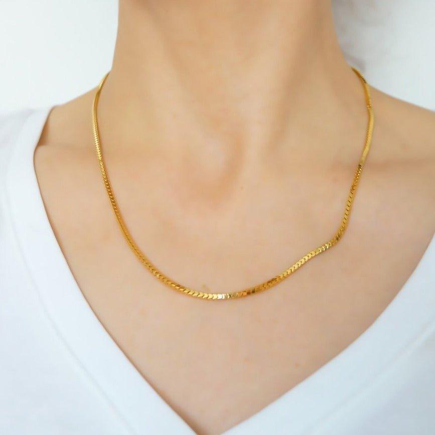 Deb Necklace - Gold Color Snake Chain - Waterproof Necklace