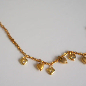 Ella - CZ Heart Charms Necklace - Waterproof Necklace