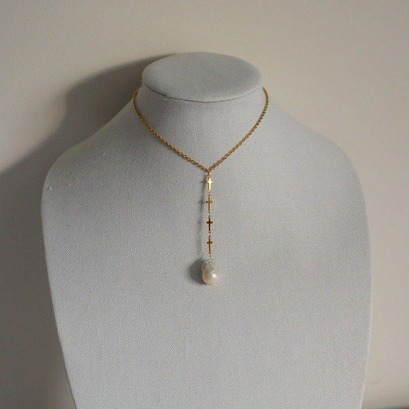 Elle Necklace - Waterproof Pearl Chain - Gold Necklace with Pearl