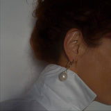 Elle Hoops - Pearl Dangle Earrings - Surgical Steel Hoops