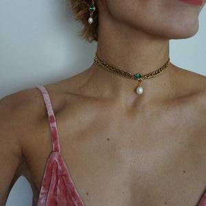 Emma Choker - Emerald Stone Necklace - Waterproof Necklace