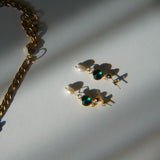 Emma Earrings - Emerald Stone Earrings - Waterproof Earrings
