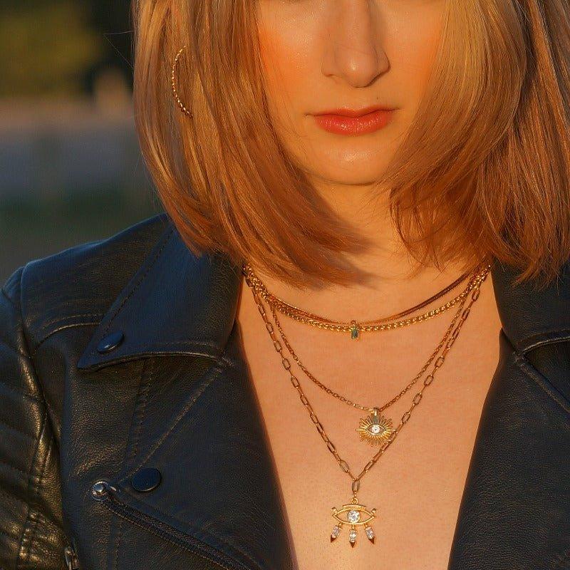 Evita - Evil Eye Necklace - CZ Gold Pendant Necklace