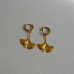 Load image into Gallery viewer, Ginkgo Earrings - Floral Motif Earrings - Hypoallergenic Hoops
