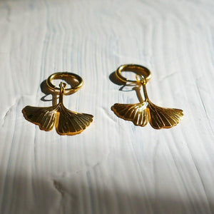 Ginkgo Earrings - Floral Motif Earrings - Hypoallergenic Hoops