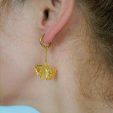 Ginkgo Earrings - Floral Motif Earrings - Hypoallergenic Hoops