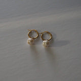 Pearl Dangle Earrings | Gold Hoop Earrings |  Waterproof Earrings