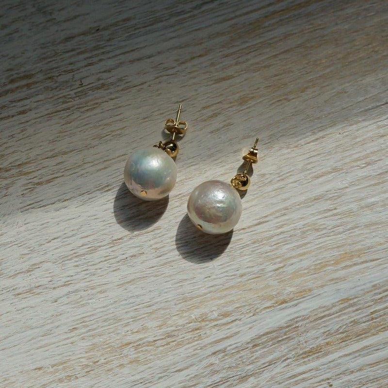 Pearl Dangle Earrings | Gold Stud Earrings |  Waterproof Earrings
