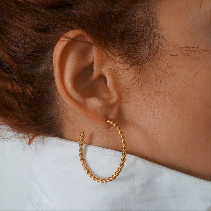 Rope Chain Hoops | Gold Hoop Earrings |  Waterproof Earrings