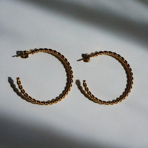 Rope Chain Hoops | Gold Hoop Earrings |  Waterproof Earrings