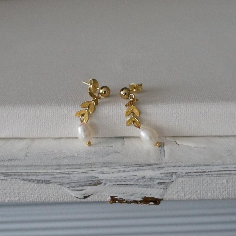 Freshwater Pearl Studs | Gold Earrings with Pearl |  Waterproof Earrings