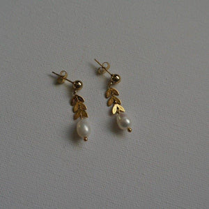 Freshwater Pearl Studs | Gold Earrings with Pearl |  Waterproof Earrings