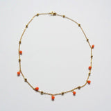 Mara - Gold Necklace with Coral Charms - Gold Coral Necklace