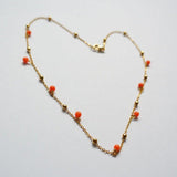 Mara - Gold Necklace with Coral Charms - Gold Coral Necklace