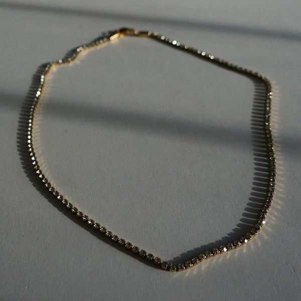 Tennis Necklace - CZ Gold Steel Necklace - Hypoallergenic Necklace