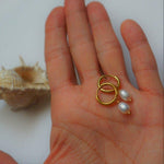 Load image into Gallery viewer, Perla Huggies - Pearl Drop Earrings - Endless Hoops 18K Gold - Waterproof Earrings
