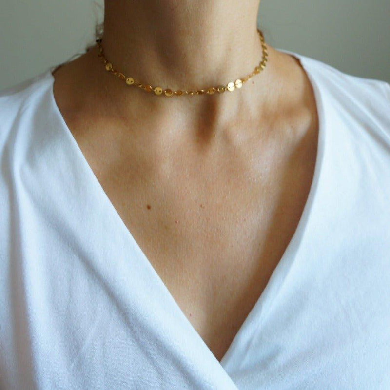 Shimmer Choker by SVE Jewels | 18K Gold Chain Necklace | Waterproof Necklace