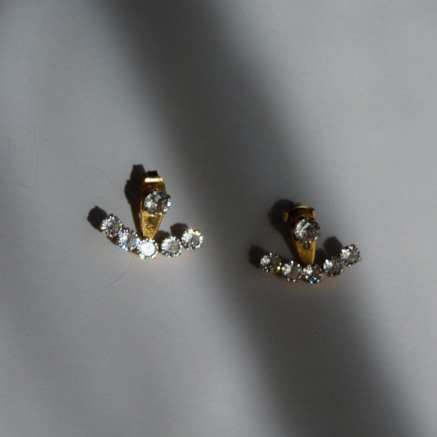 Sharon Studs by SVE Jewels | 18K Gold Ear Jackets | Waterproof Studs