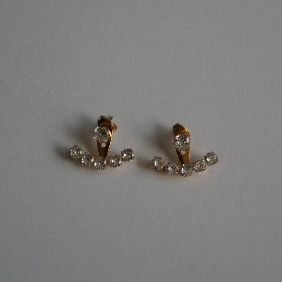 Sharon Studs by SVE Jewels | 18K Gold Ear Jackets | Waterproof Studs