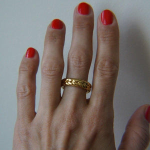 Wheat Bold Ring - 18K Gold Ring - Waterproof Ring